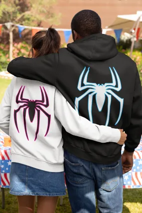 Multiverse Spiderman Black and White Matching Hoodies (Back Print Only) - Set of 2