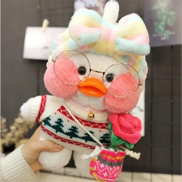 30cm Cute Plush LaLafanfan Cafe Duck Lovely Cartoon Plush Toy Stuffed Soft Kawaii Duck Doll Animal Pillow For Children Gifts