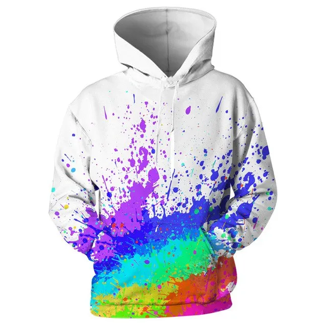 3d print harajuku Splash Paint Print Rainbow Hoodies