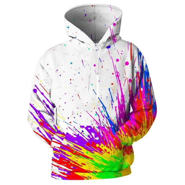 3d print harajuku Splash Paint Print Rainbow Hoodies