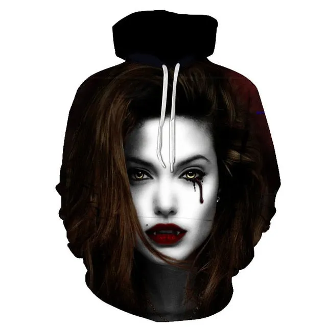 3D Print Wound Horror Blood Hoodies Sweatshirts Women Men I'M FINE Letter Hoodie Jumper Tracksuit Pullover Cosplay Women Tops