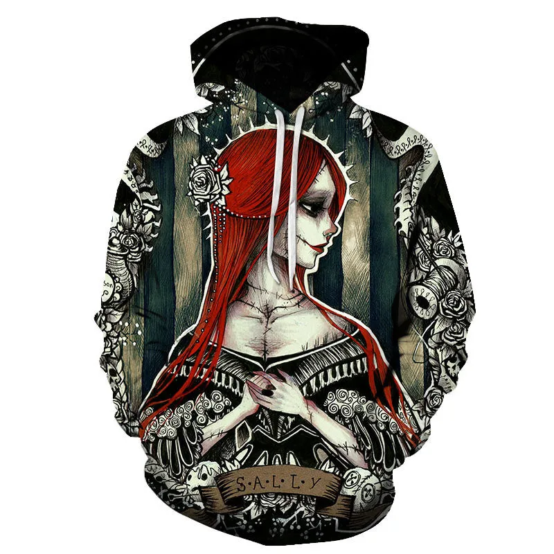 3D Print Wound Horror Blood Hoodies Sweatshirts Women Men I'M FINE Letter Hoodie Jumper Tracksuit Pullover Cosplay Women Tops