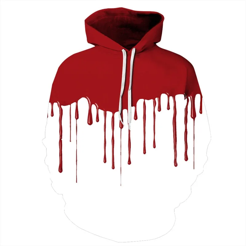 3D Print Wound Horror Blood Hoodies Sweatshirts Women Men I'M FINE Letter Hoodie Jumper Tracksuit Pullover Cosplay Women Tops