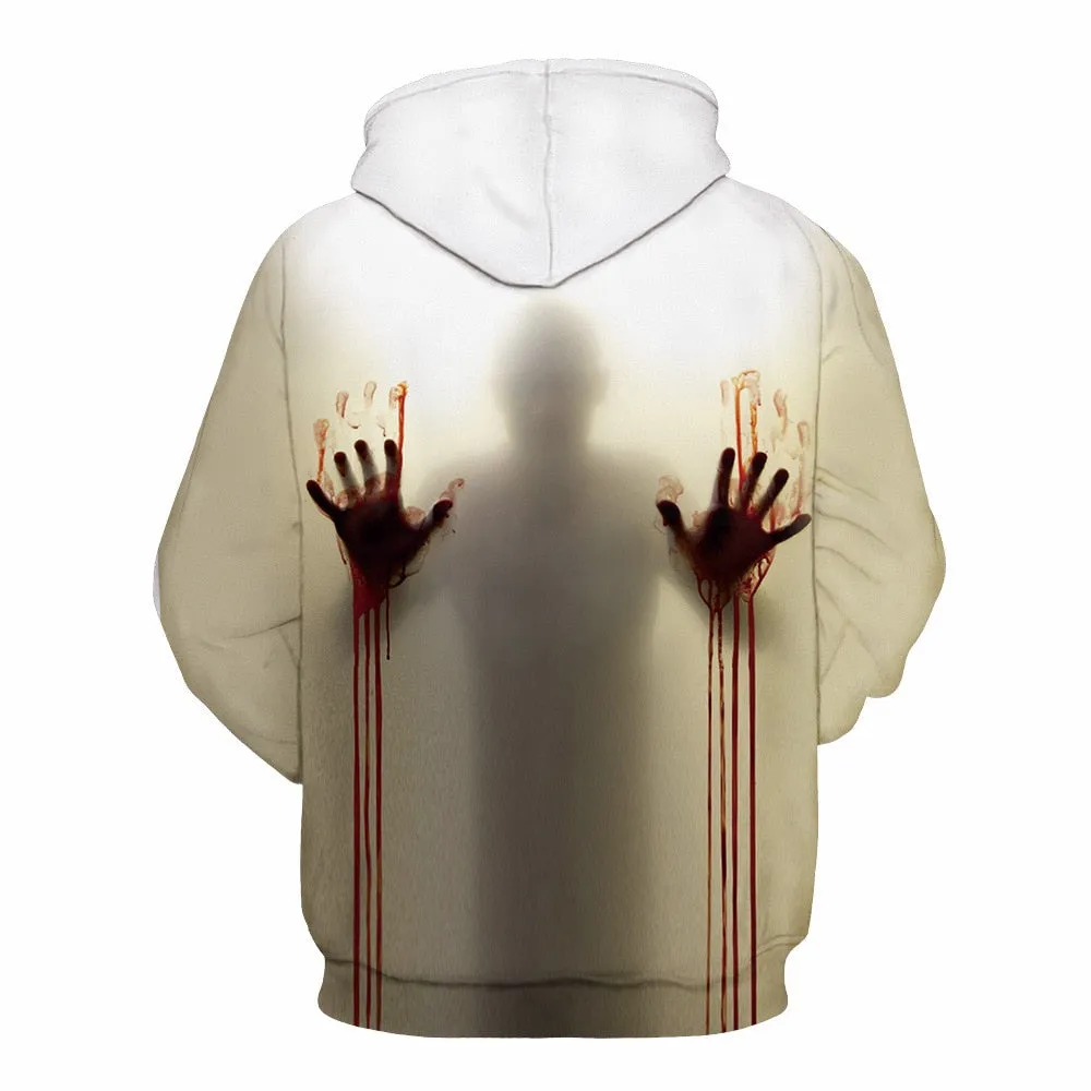 3D Print Wound Horror Blood Hoodies Sweatshirts Women Men I'M FINE Letter Hoodie Jumper Tracksuit Pullover Cosplay Women Tops