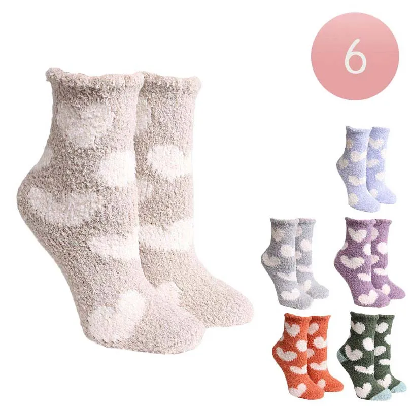 6Pairs Heart Patterned Luxury Soft Socks