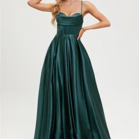 Elegant A-Line Satin Formal Evening Dress with Sweetheart Neckline