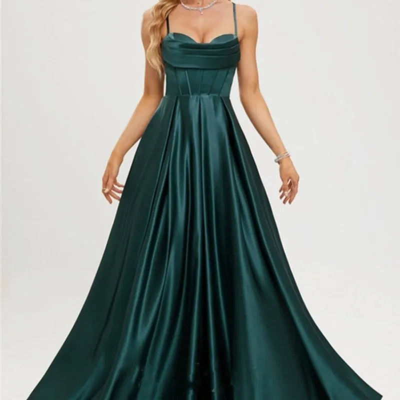 Elegant A-Line Satin Formal Evening Dress with Sweetheart Neckline