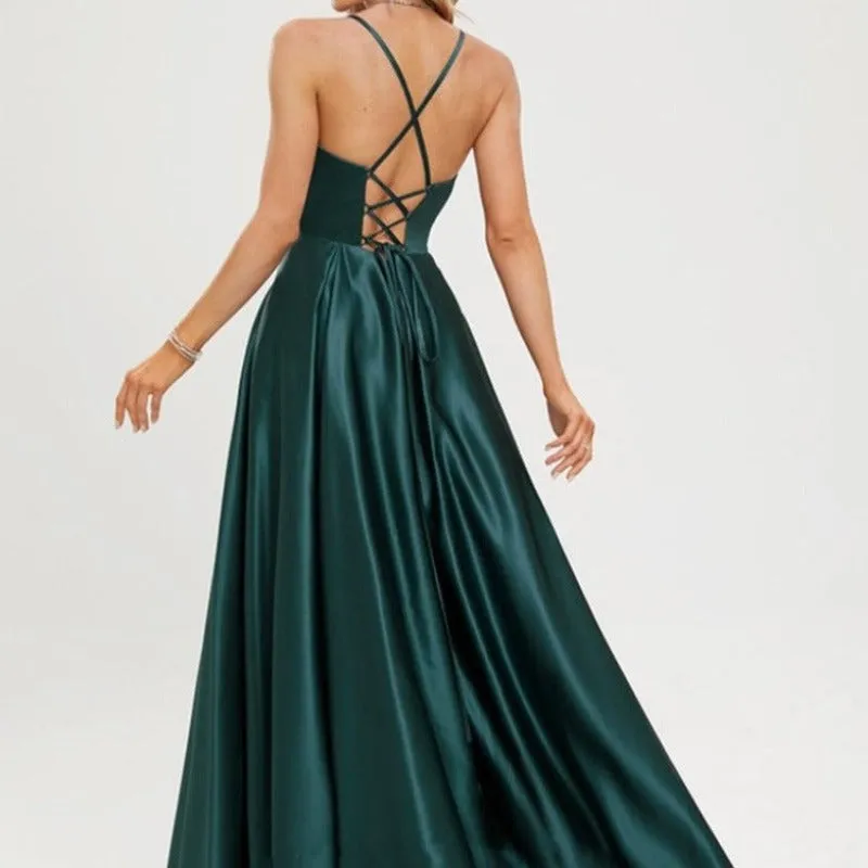 Elegant A-Line Satin Formal Evening Dress with Sweetheart Neckline