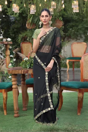 Aari Embroidered Organza Banarsi Luxury Saree | ZEENAT | SR202225