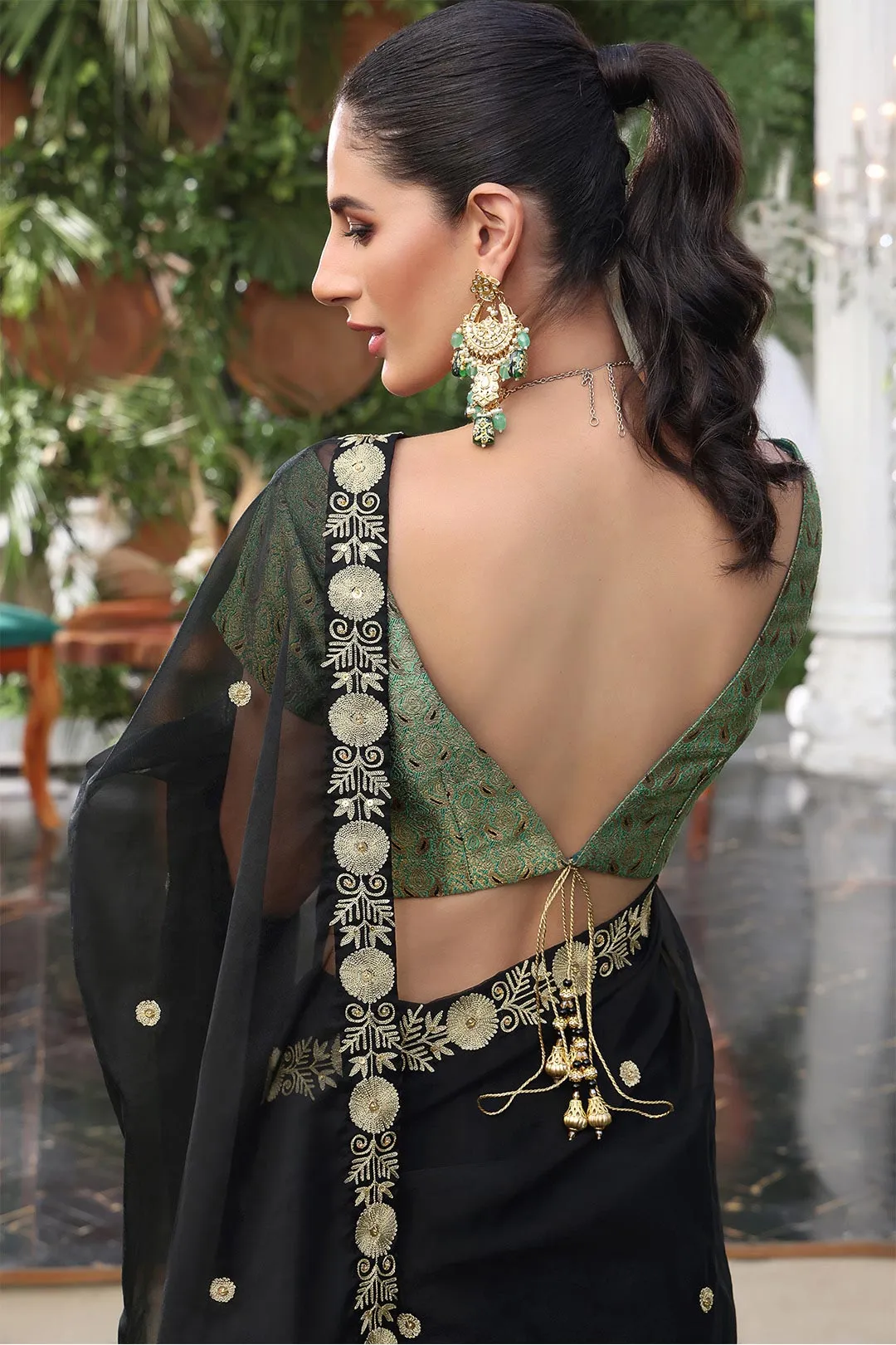 Aari Embroidered Organza Banarsi Luxury Saree | ZEENAT | SR202225