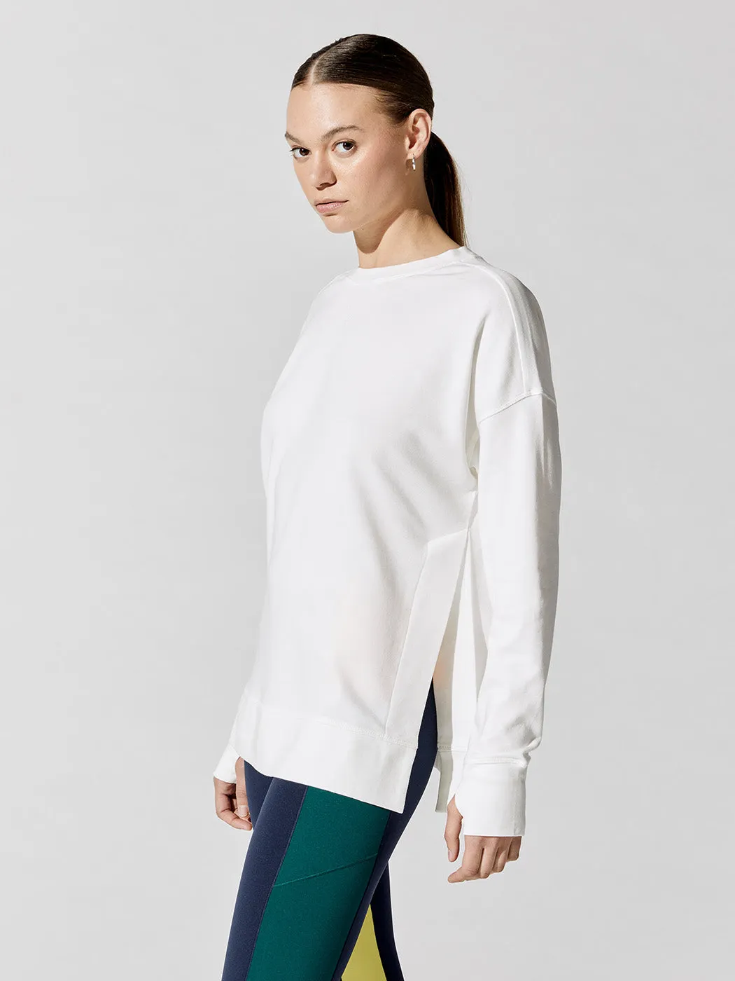 After Class Split Sweatshirt - Lily White