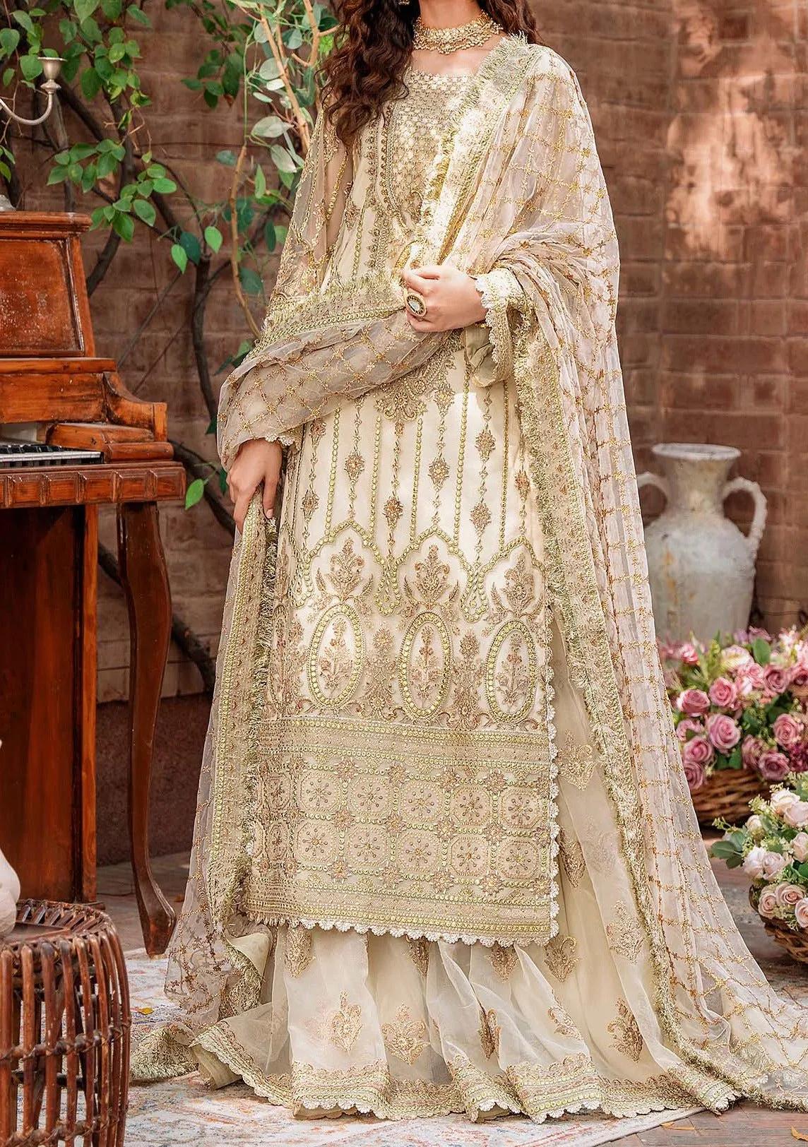 Akbar Aslam Mehrunisa Pakistani Luxury Net Dress