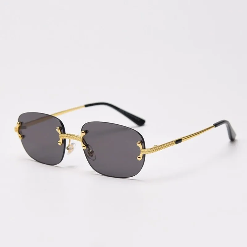 Alloy Gold Frame Luxury Shades Rimless Women's Small Sunglasses