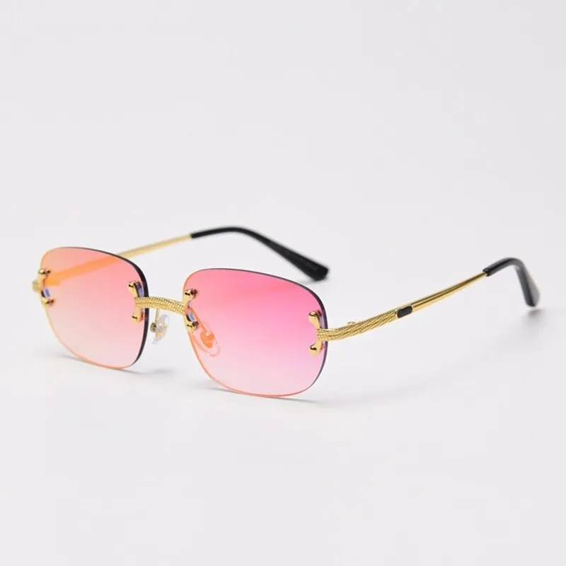 Alloy Gold Frame Luxury Shades Rimless Women's Small Sunglasses