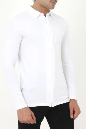 ALMAS MEN ZIPPED SHIRT-WHITE