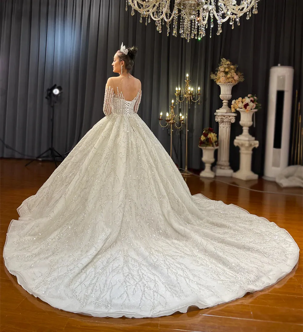 AM1256 Long Sleeve Fashion luxury Wedding Dress