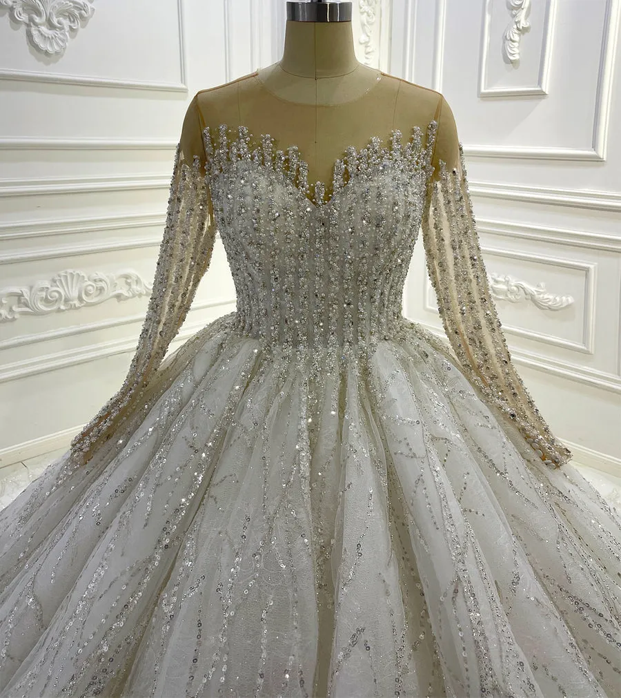 AM1256 Long Sleeve Fashion luxury Wedding Dress