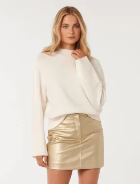 Ashlyn Vegan Leather Metallic Mini Skirt