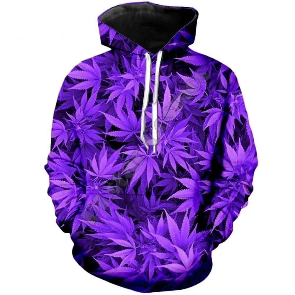 Autumn Fashion Unisex Purple Weed 3D Full Printed Sweatshirt Hoodies