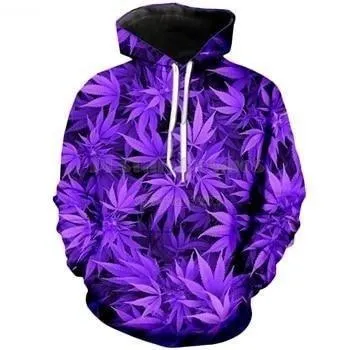 Autumn Fashion Unisex Purple Weed 3D Full Printed Sweatshirt Hoodies