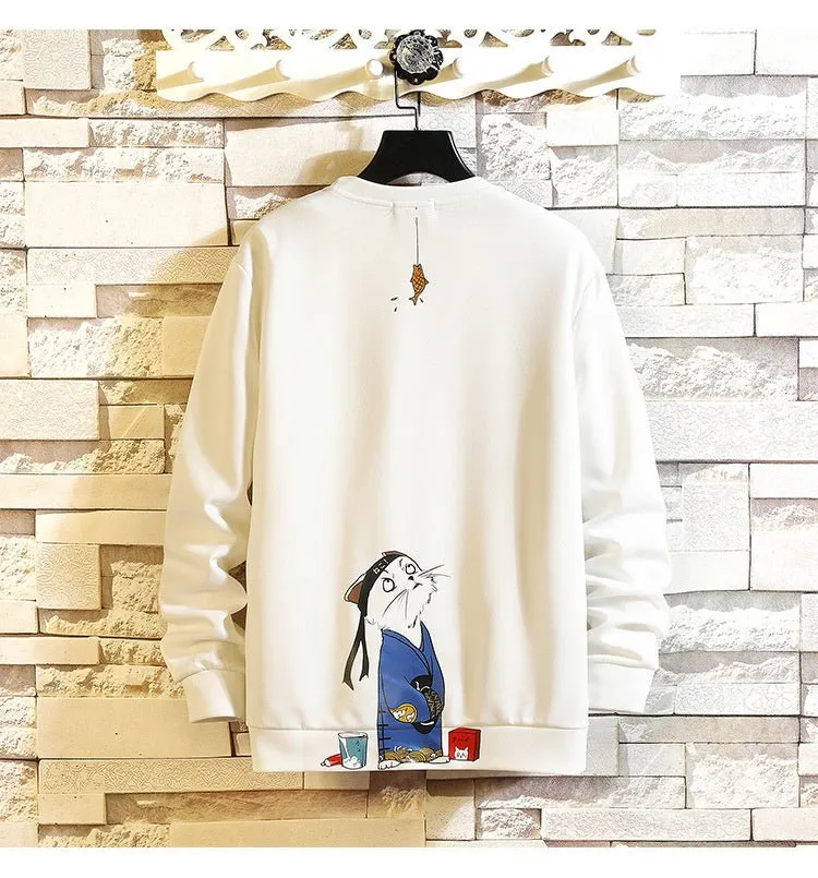 Autumn Funny Sweatshirts Anime Print Hoodies Men Casual Sweatshirt Japanese Hip Hop Streetwear Mens White Fashion Pullovers 5XL