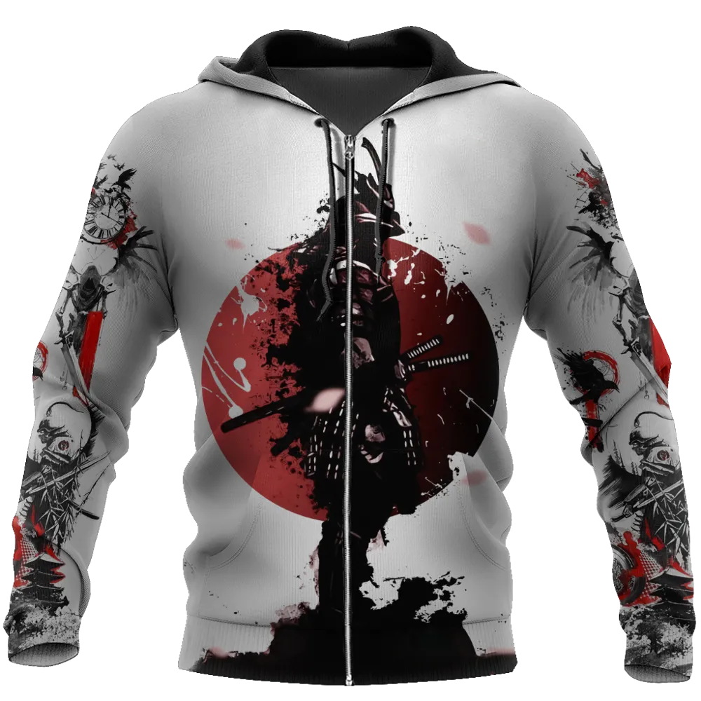 Autumn Unisex Samurai Armor 3D All Over Printed Zipper Sweatshirt Hoodies