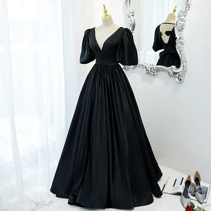 Ball Gown Black Long Prom Dresses SH190