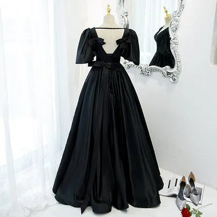 Ball Gown Black Long Prom Dresses SH190