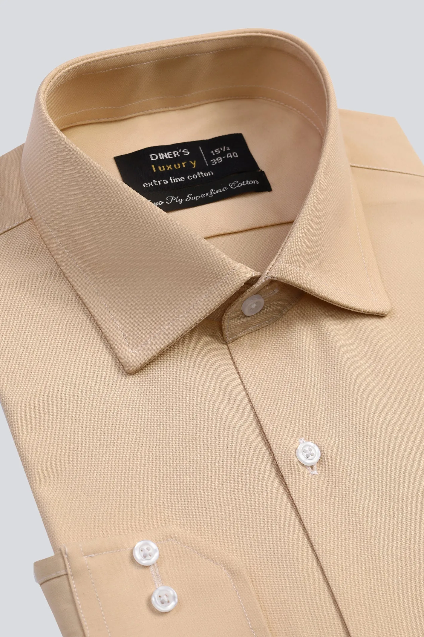 Beige Self Formal Shirt