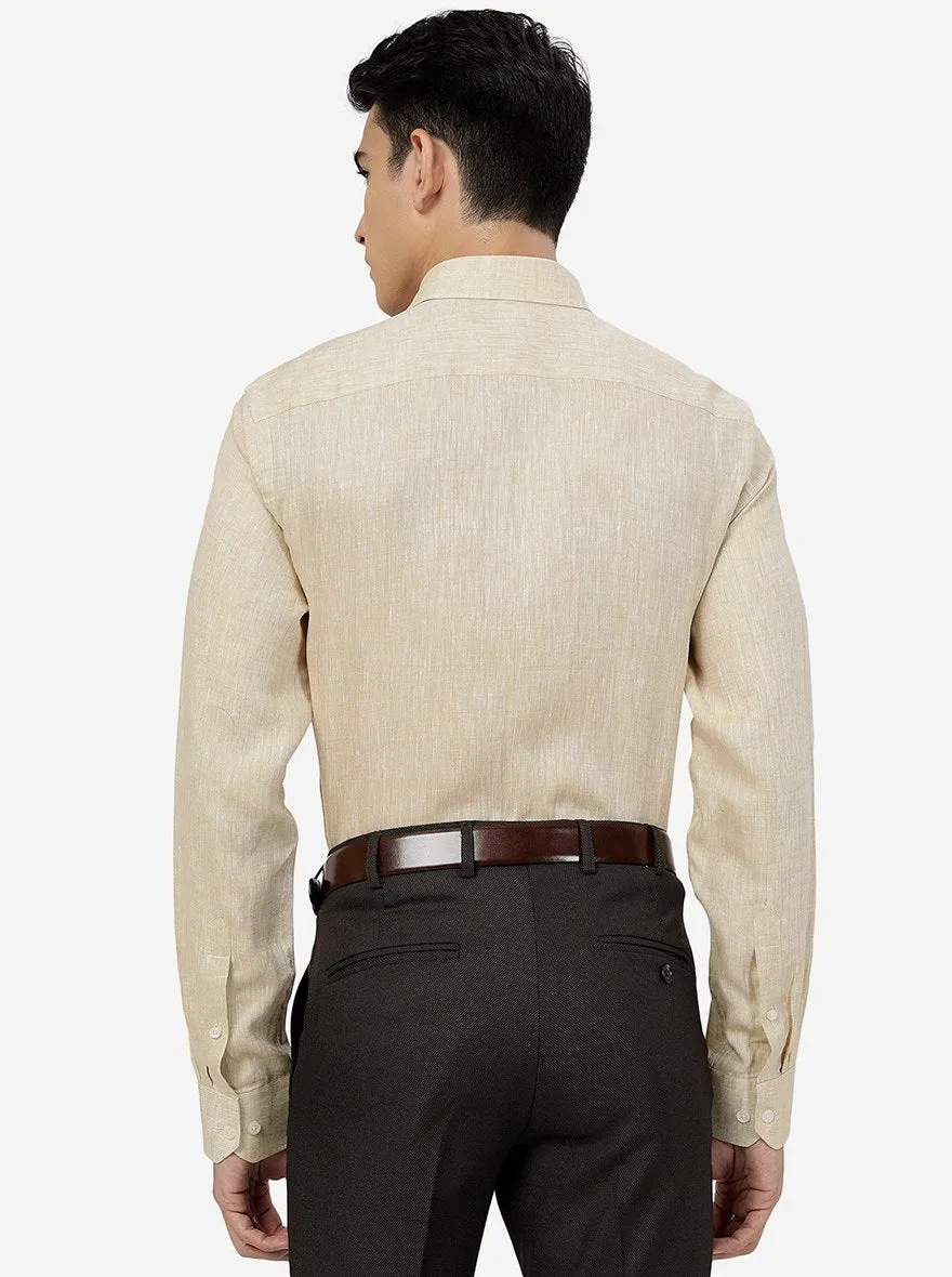 Beige Solid Regular Fit Formal Shirt | JadeBlue