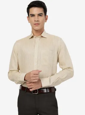 Beige Solid Regular Fit Formal Shirt | JadeBlue