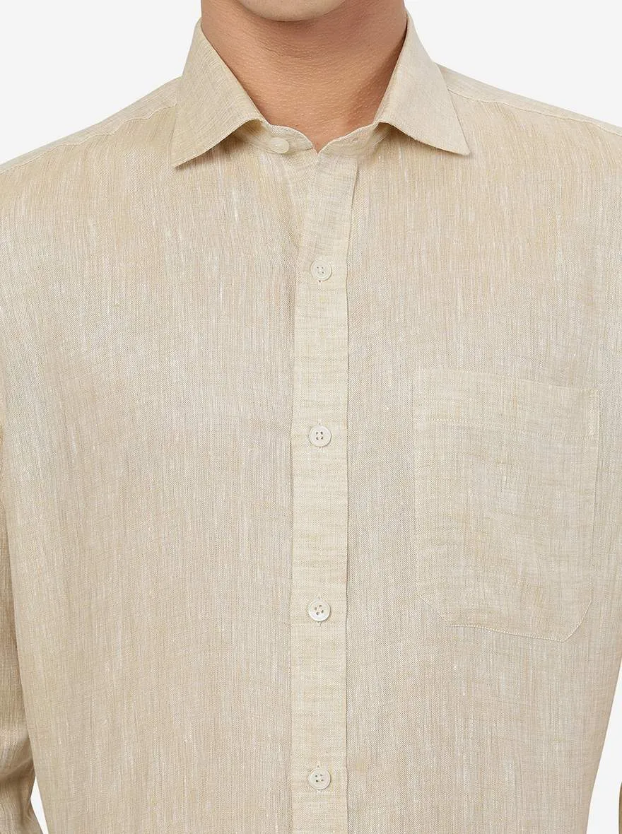 Beige Solid Regular Fit Formal Shirt | JadeBlue