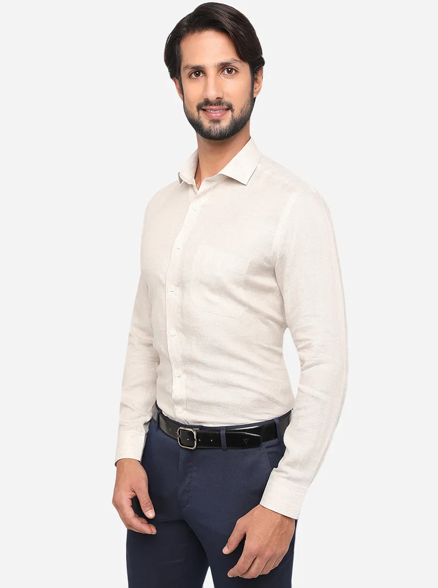 Beige Solid Regular Fit Formal Shirt | JadeBlue