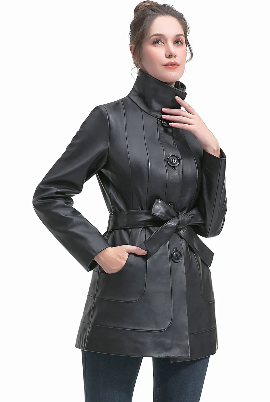 BGSD Women Erika Lambskin Leather Coat