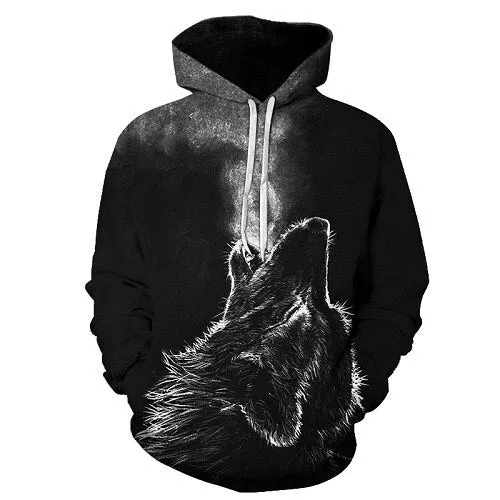 Blue rose Wolf Hoodies Men 3D Sweatshirts Harajuku Hoody Quality Pullover Streatwear Tracksuits hip hop tops