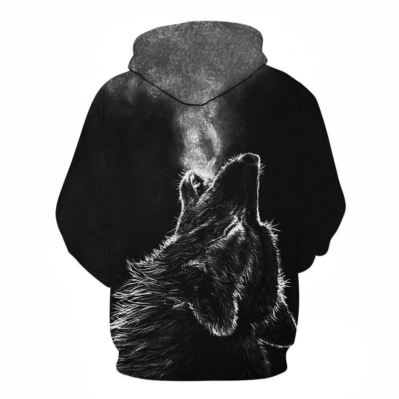 Blue rose Wolf Hoodies Men 3D Sweatshirts Harajuku Hoody Quality Pullover Streatwear Tracksuits hip hop tops