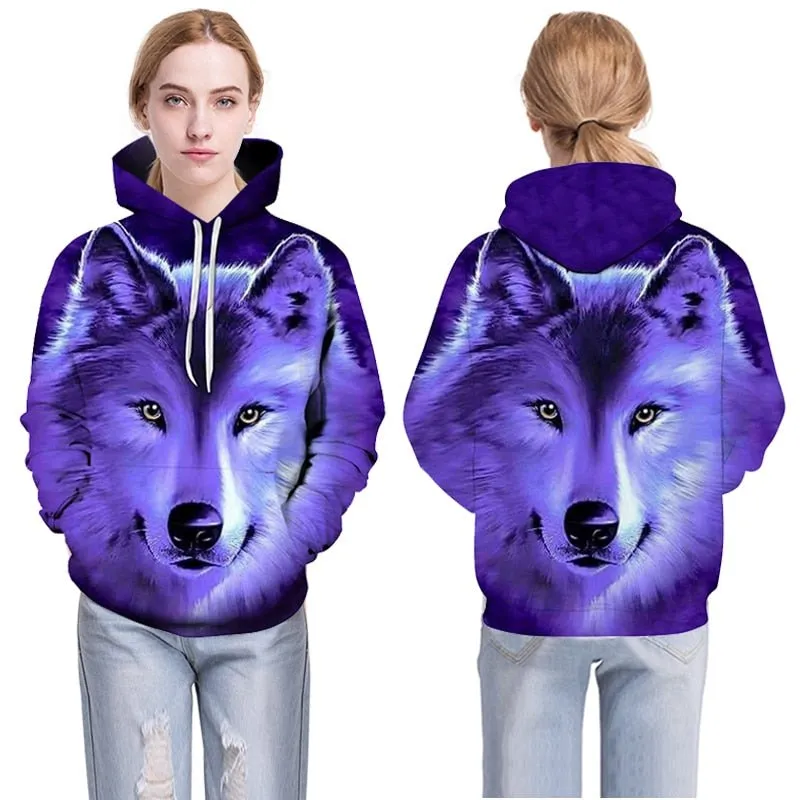 Blue rose Wolf Hoodies Men 3D Sweatshirts Harajuku Hoody Quality Pullover Streatwear Tracksuits hip hop tops