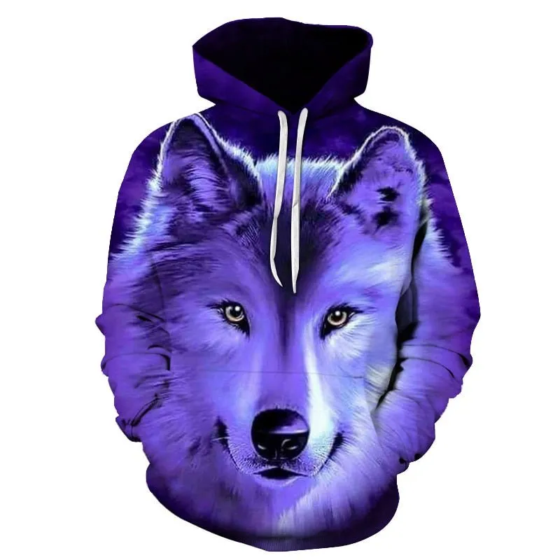 Blue rose Wolf Hoodies Men 3D Sweatshirts Harajuku Hoody Quality Pullover Streatwear Tracksuits hip hop tops