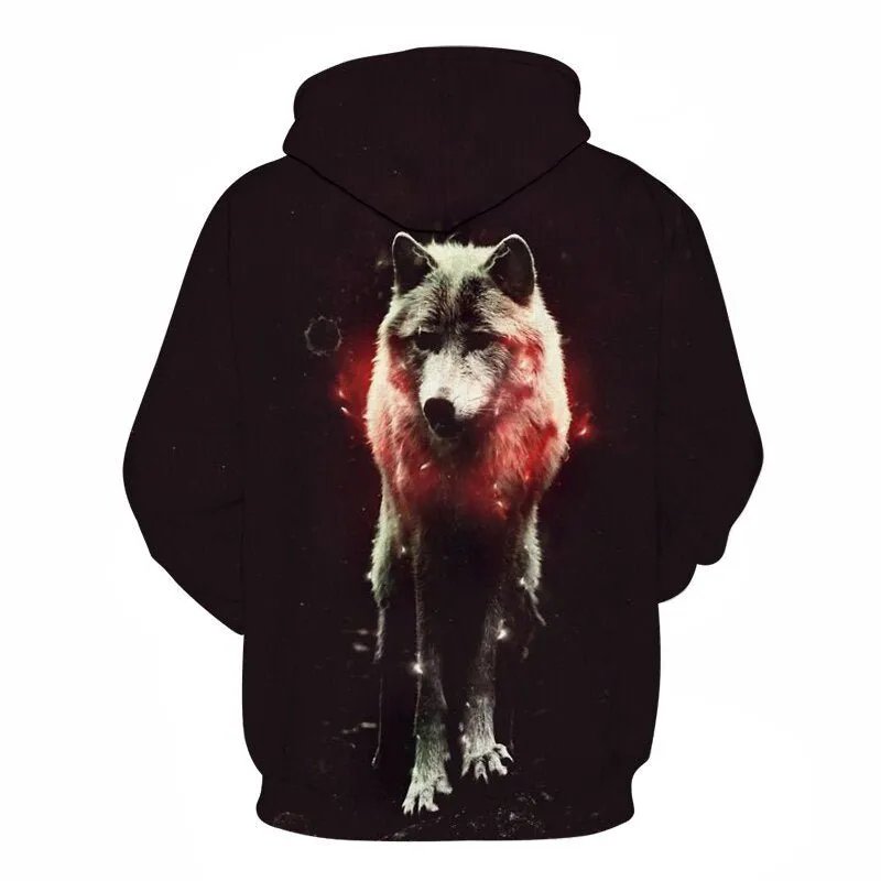 Blue rose Wolf Hoodies Men 3D Sweatshirts Harajuku Hoody Quality Pullover Streatwear Tracksuits hip hop tops