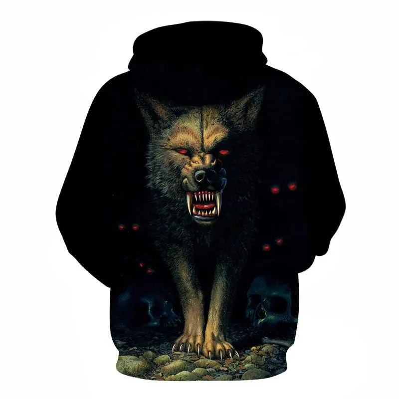 Blue rose Wolf Hoodies Men 3D Sweatshirts Harajuku Hoody Quality Pullover Streatwear Tracksuits hip hop tops