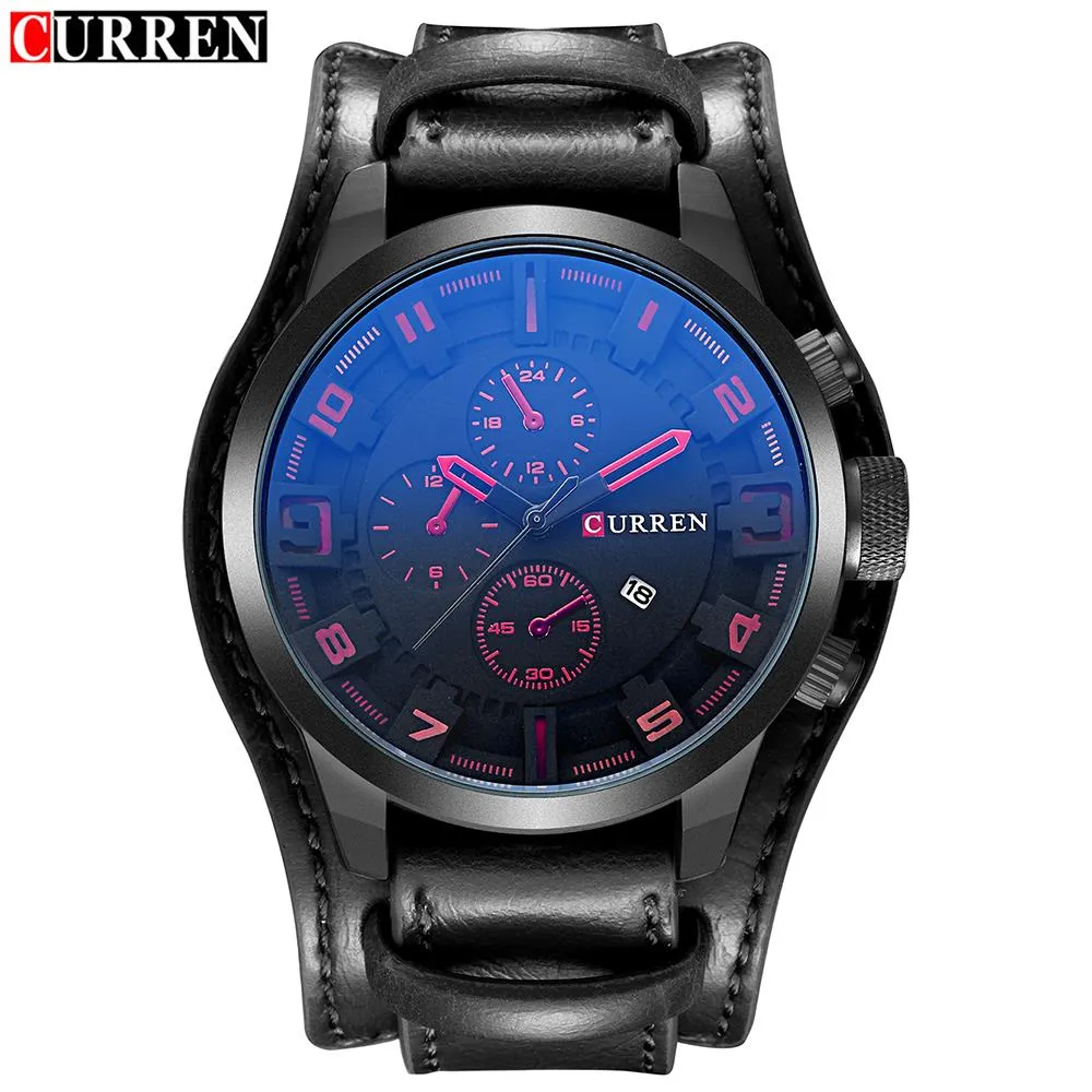 Brand Luxury Mens Wristwatch Leather Military Waterproof