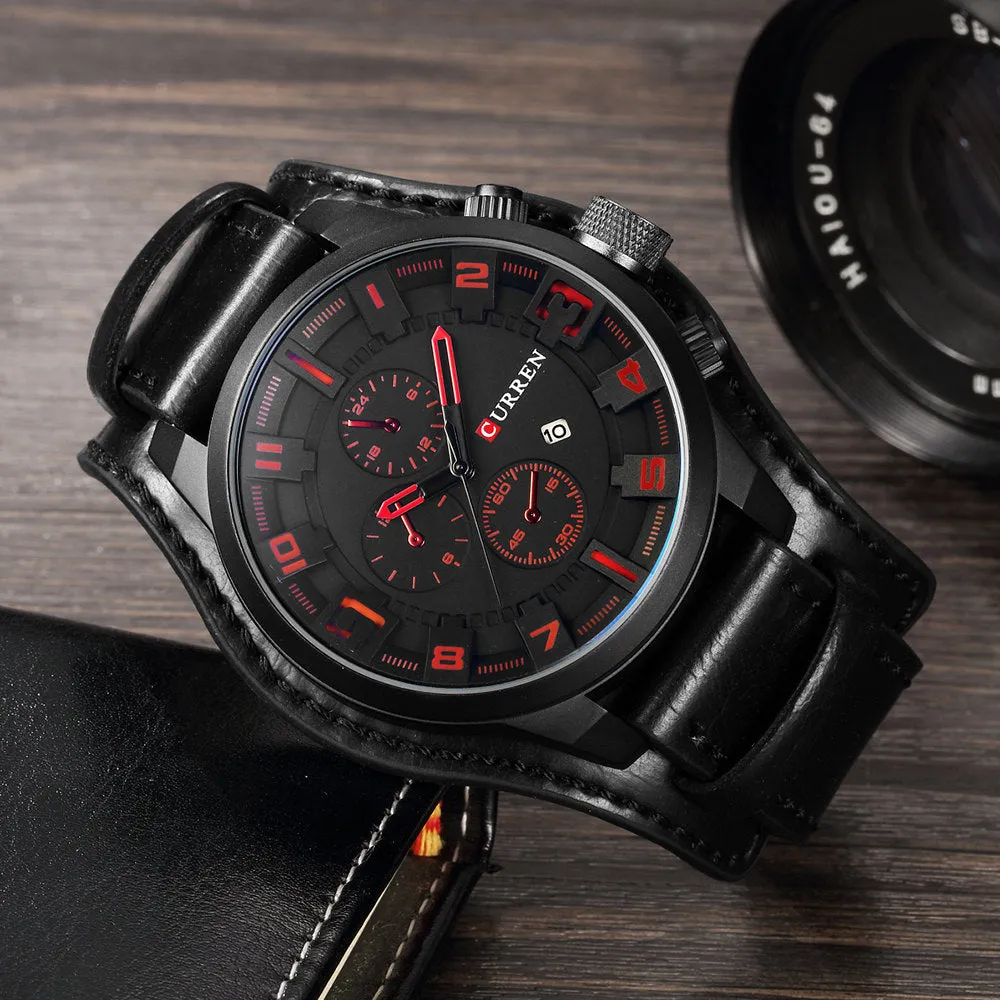 Brand Luxury Mens Wristwatch Leather Military Waterproof