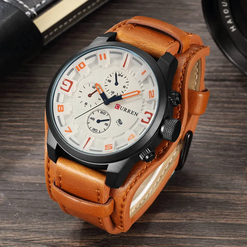 Brand Luxury Mens Wristwatch Leather Military Waterproof