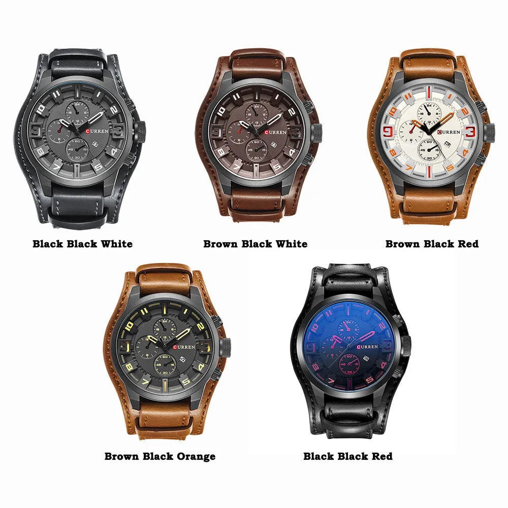 Brand Luxury Mens Wristwatch Leather Military Waterproof