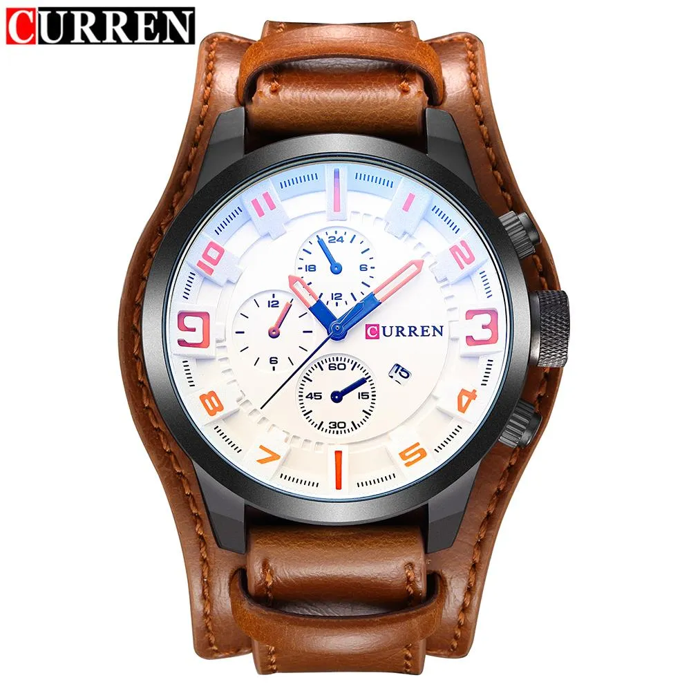 Brand Luxury Mens Wristwatch Leather Military Waterproof