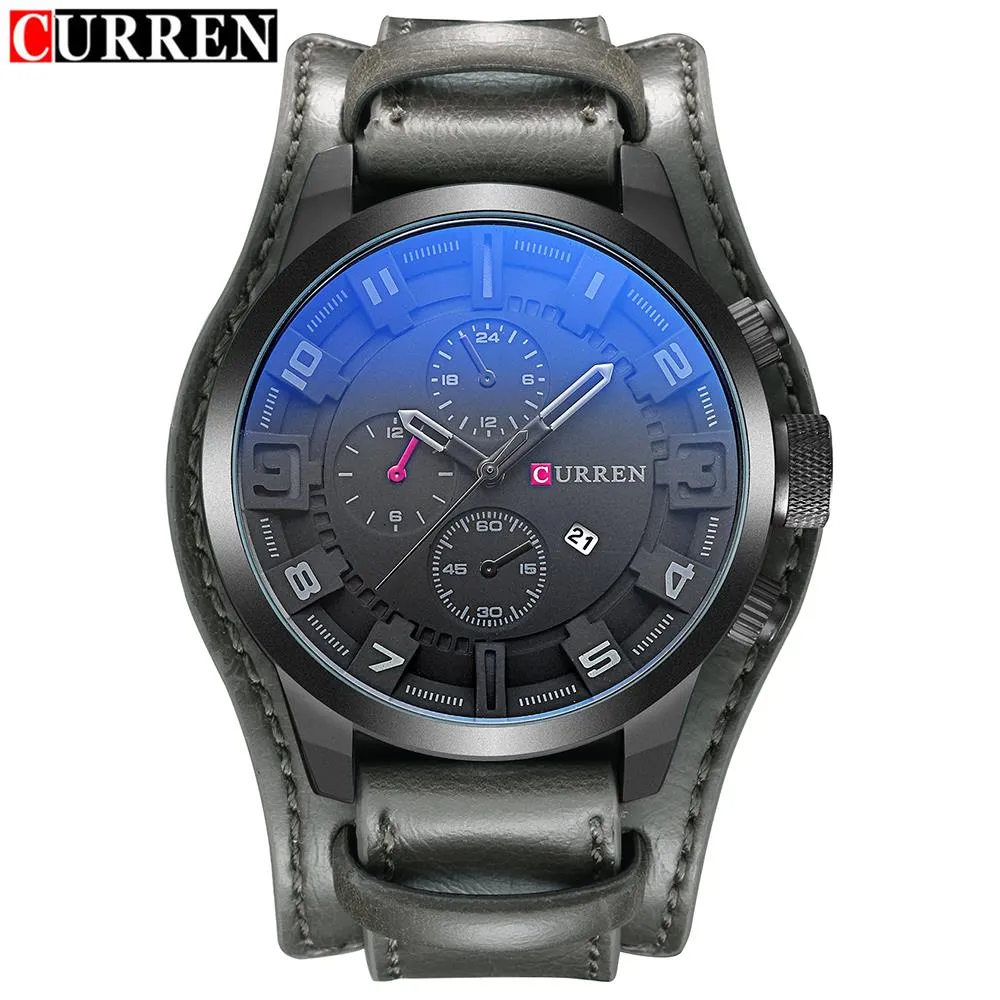 Brand Luxury Mens Wristwatch Leather Military Waterproof