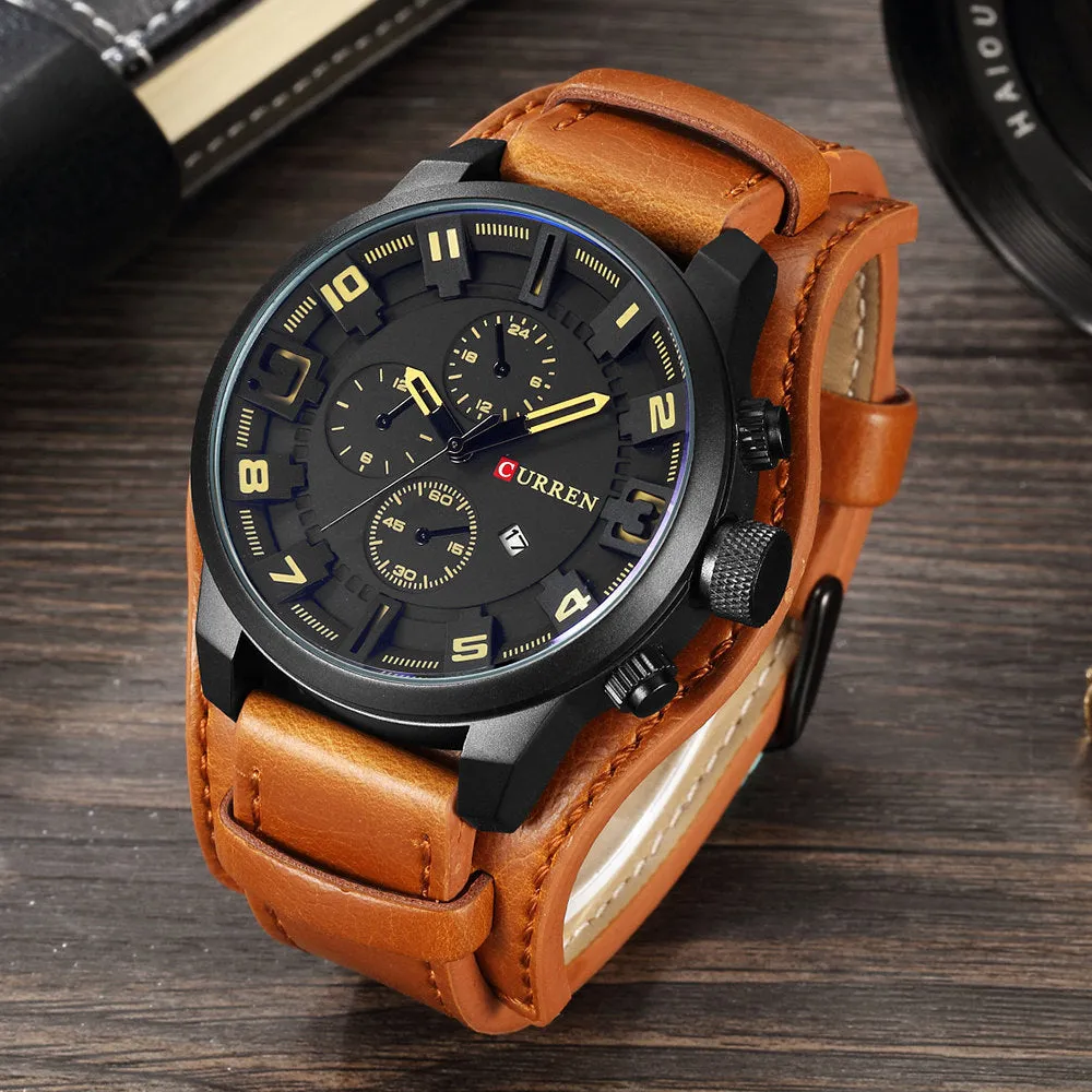 Brand Luxury Mens Wristwatch Leather Military Waterproof