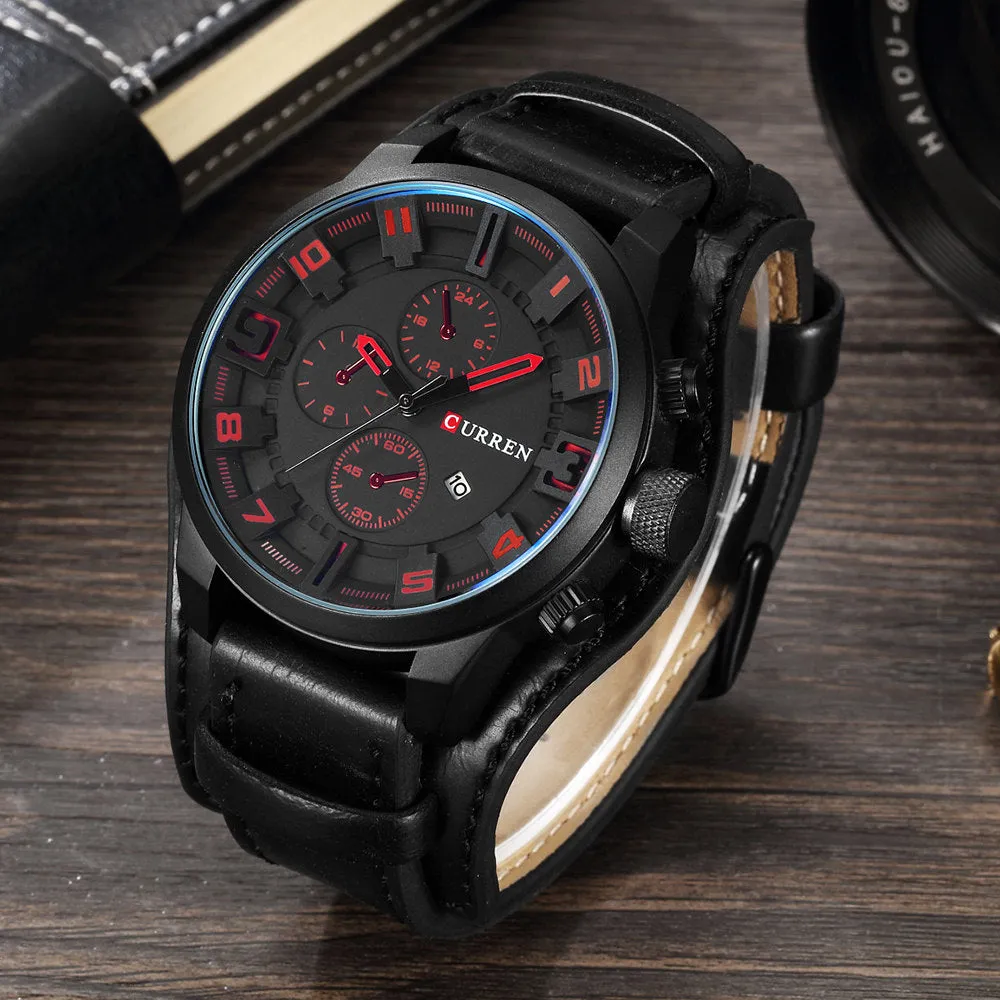 Brand Luxury Mens Wristwatch Leather Military Waterproof