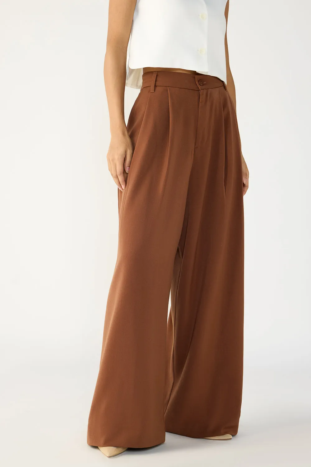 Chocolate Brown Flared Formal Korean Pants