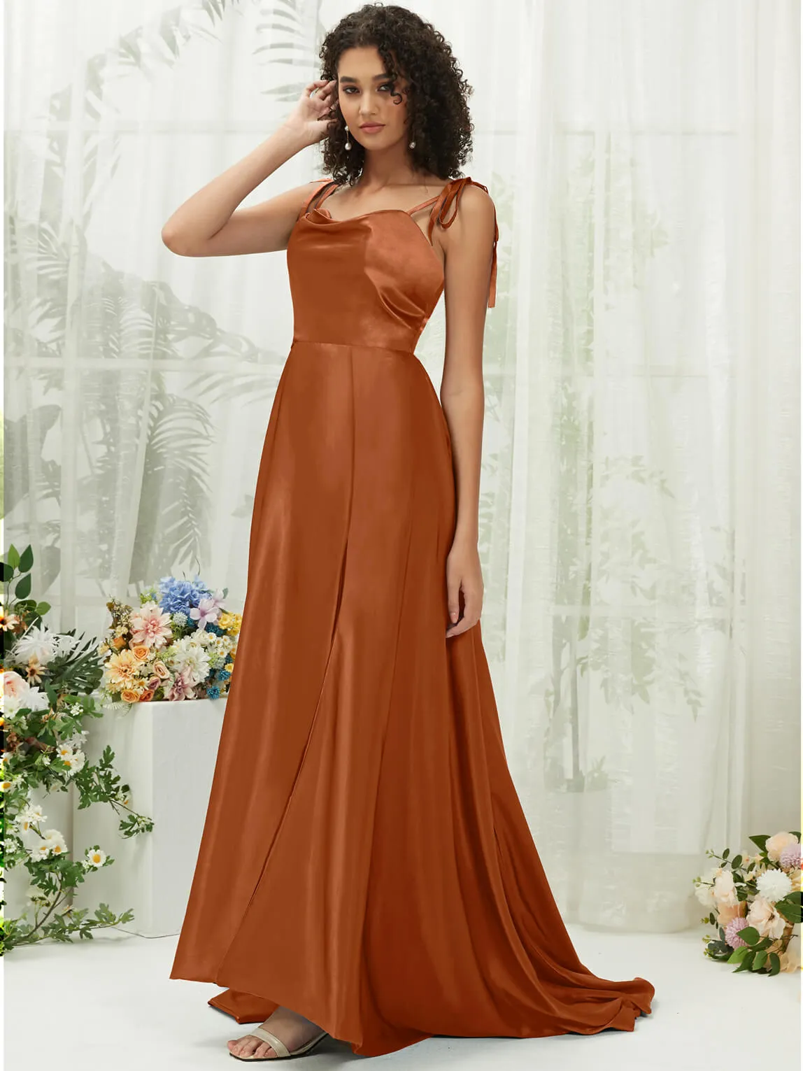 Cooper Satin Sweetheart Adjustable Straps Formal Gown With Pocket